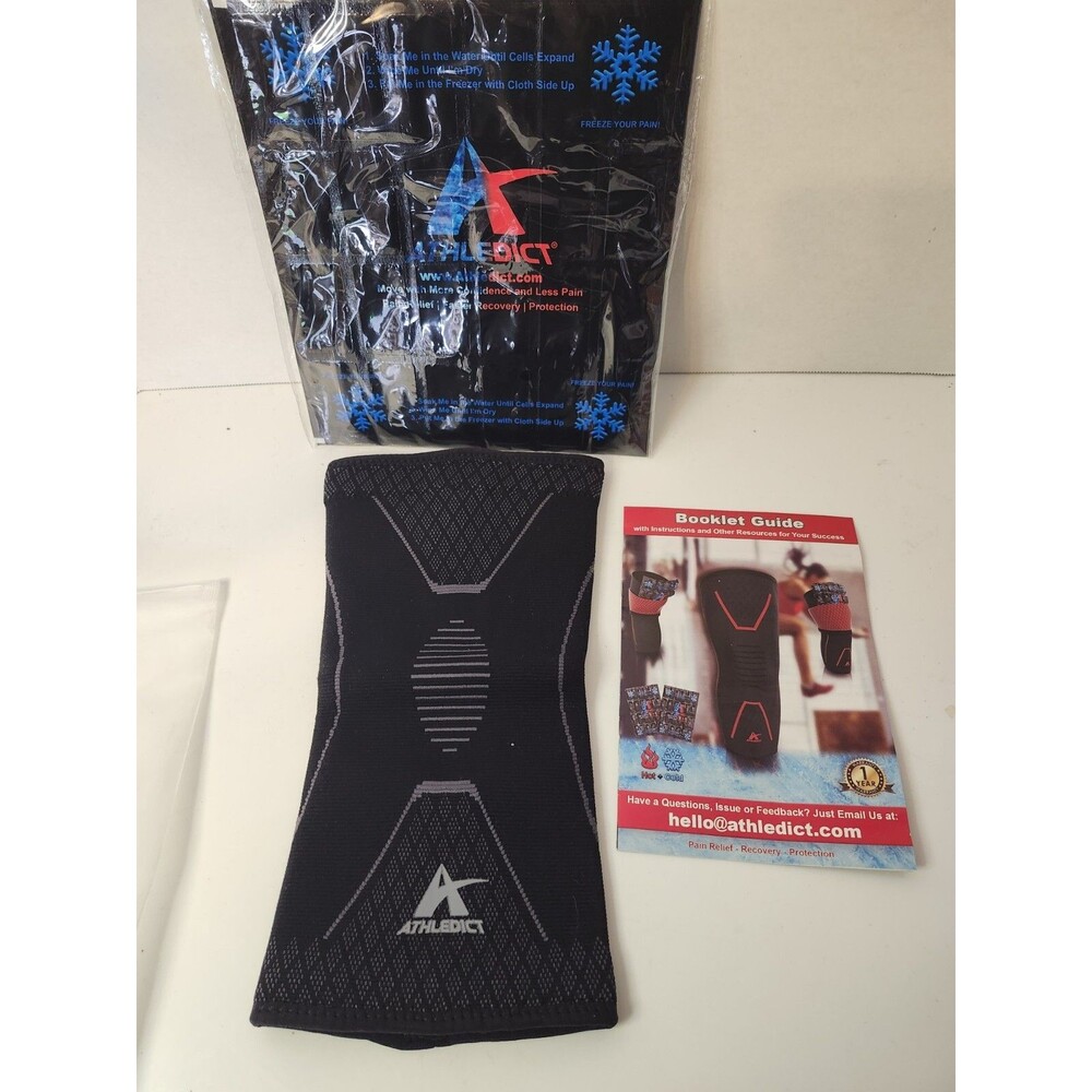 NEW Athledict Knee Brace Compression Sleeve with Ice Pack Size Large